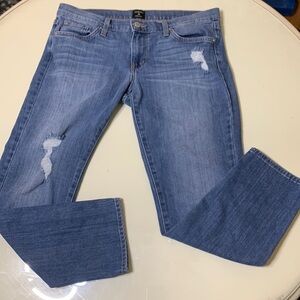 Just Black Distressed Cropped Straight Leg Jean